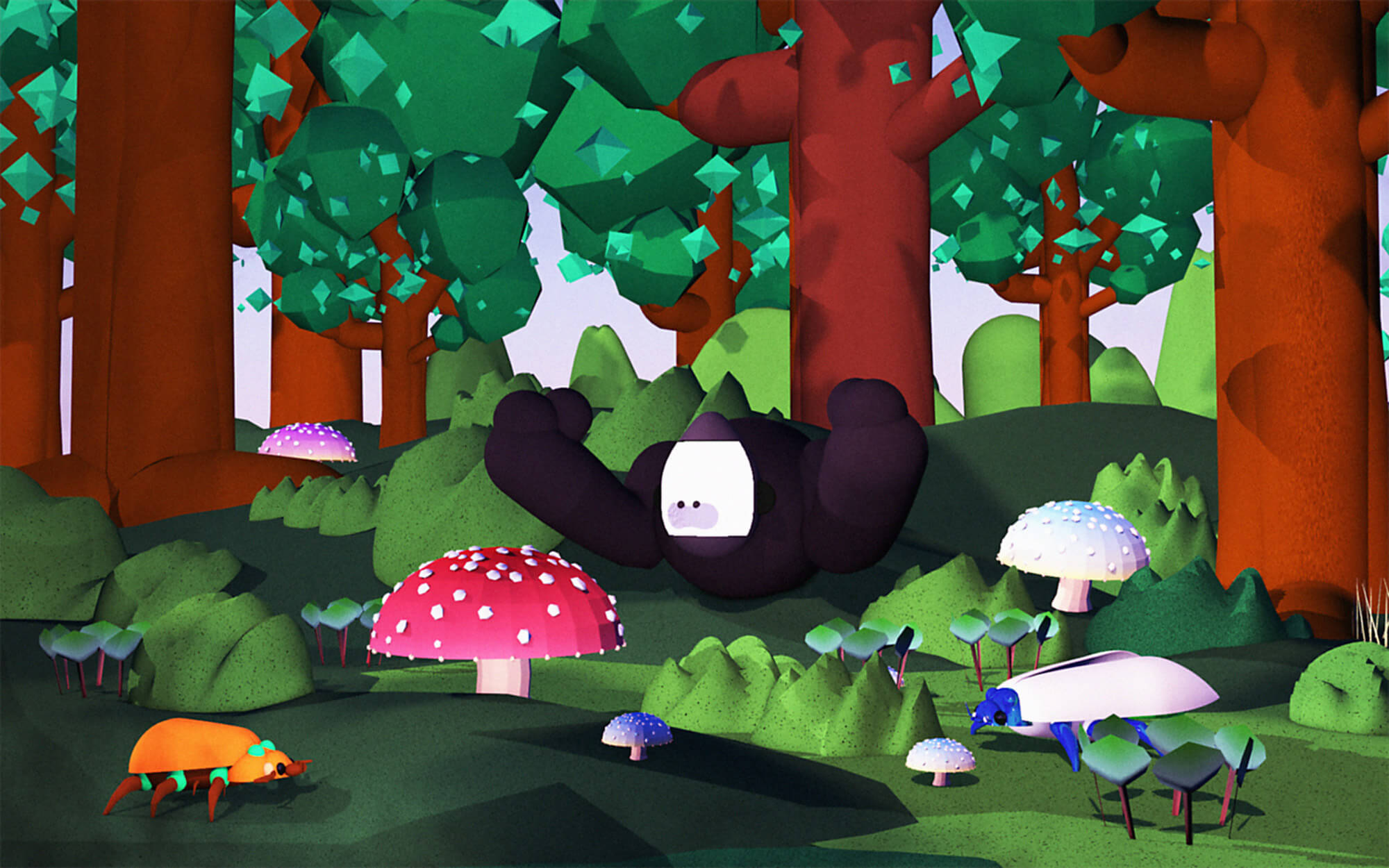 A 3D gorilla in the woods