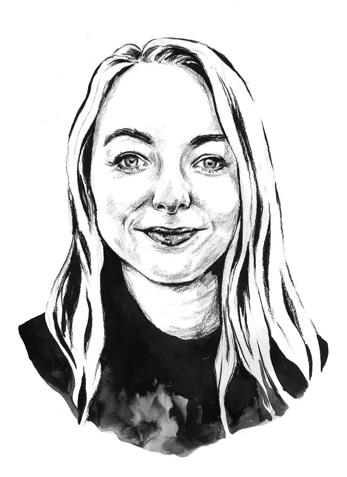 A drawn portrait of Lisa Landvik Berge