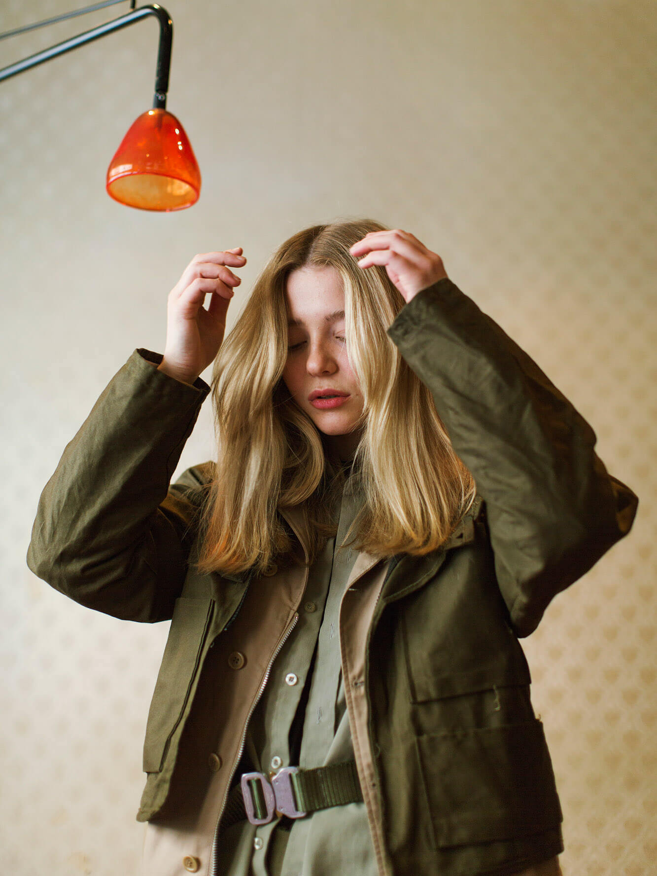 Young woman wearing green