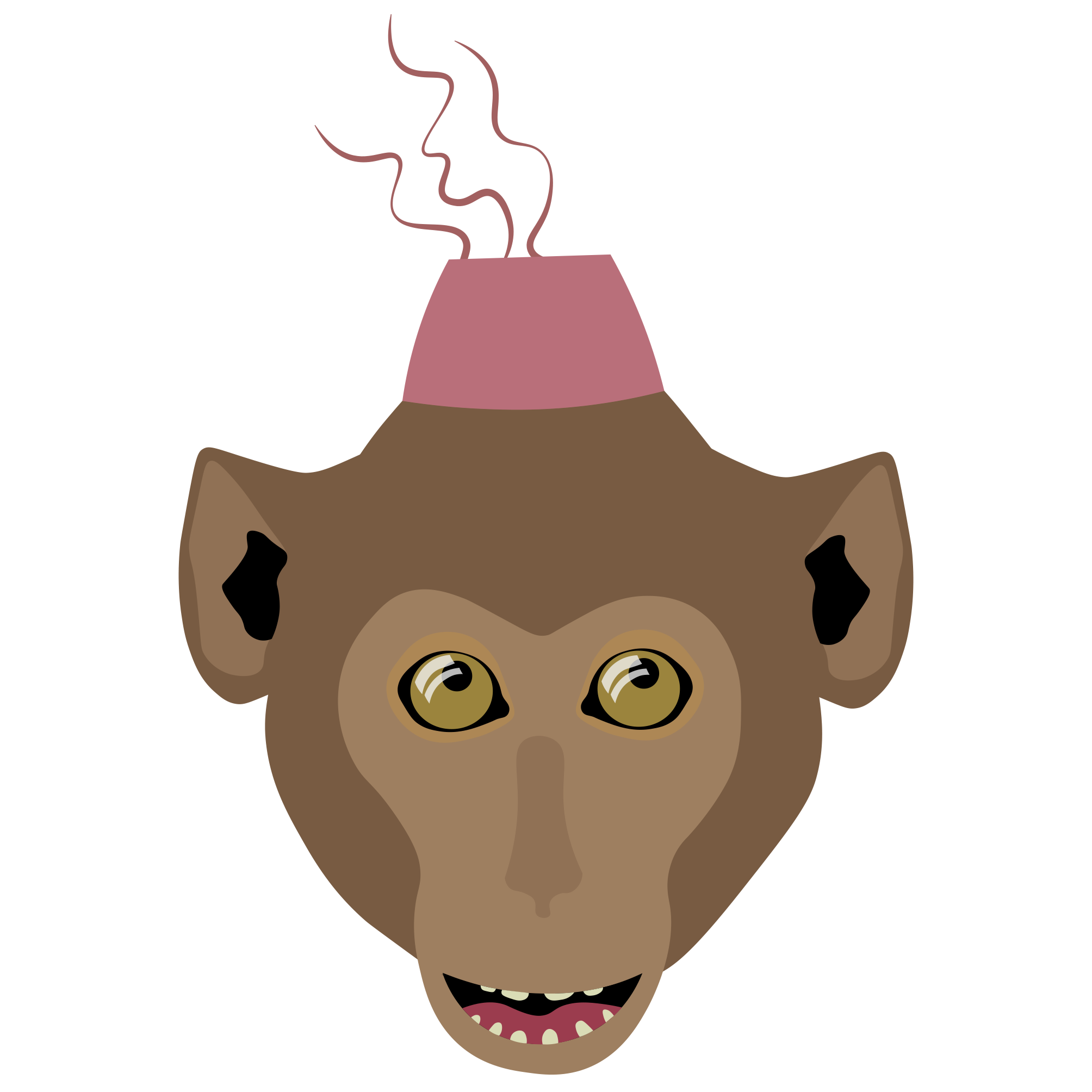 Illustrated monkey with another red hat