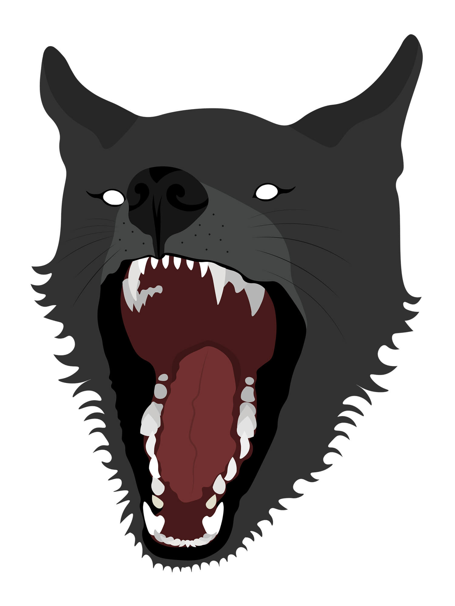 Illustrated wolf with an open mouth