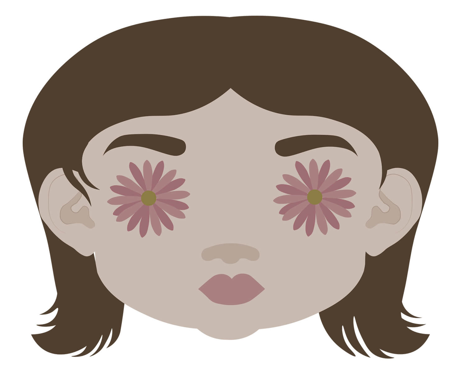 Illustrated girl with flowers in her eyes