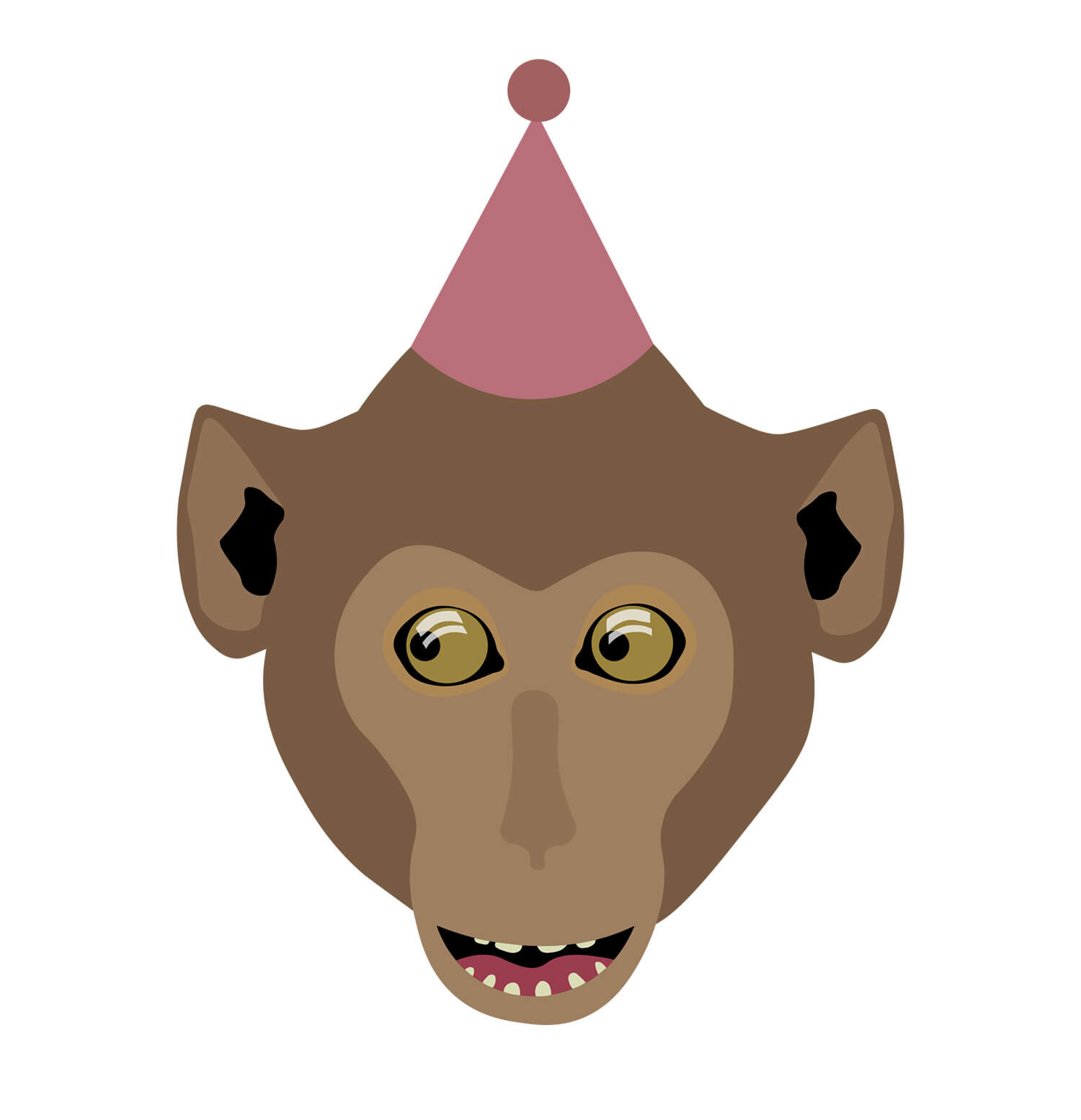 Illustrated monkey with a red hat