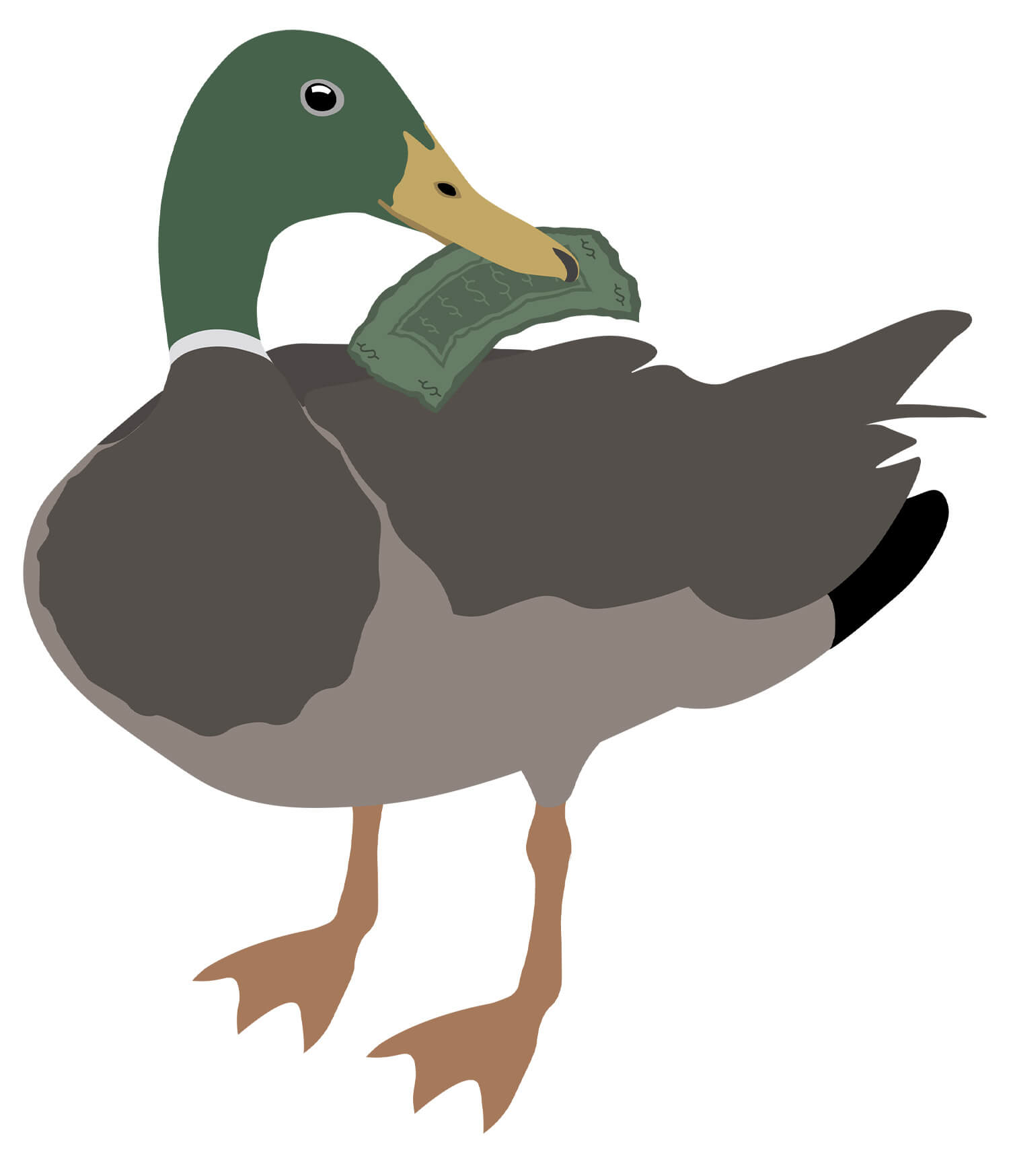 Illustrated duck with money in it’s mouth